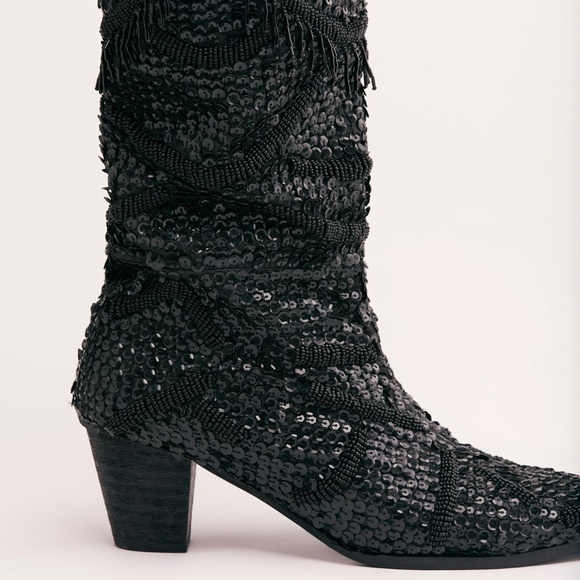 Free People Disco Party Beaded Sequin Tall Boot - Picture 3 of 16